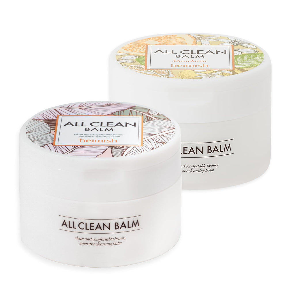 HEIMISH All Clean Balm jars front view showing both variants and cleansing benefit