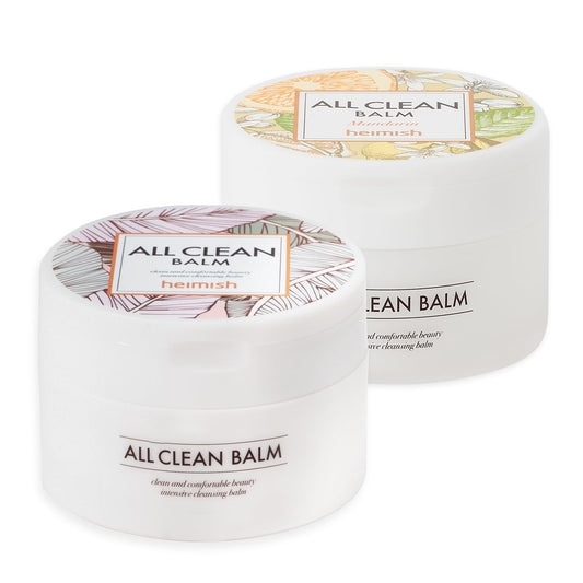 HEIMISH All Clean Balm jars front view showing both variants and cleansing benefit