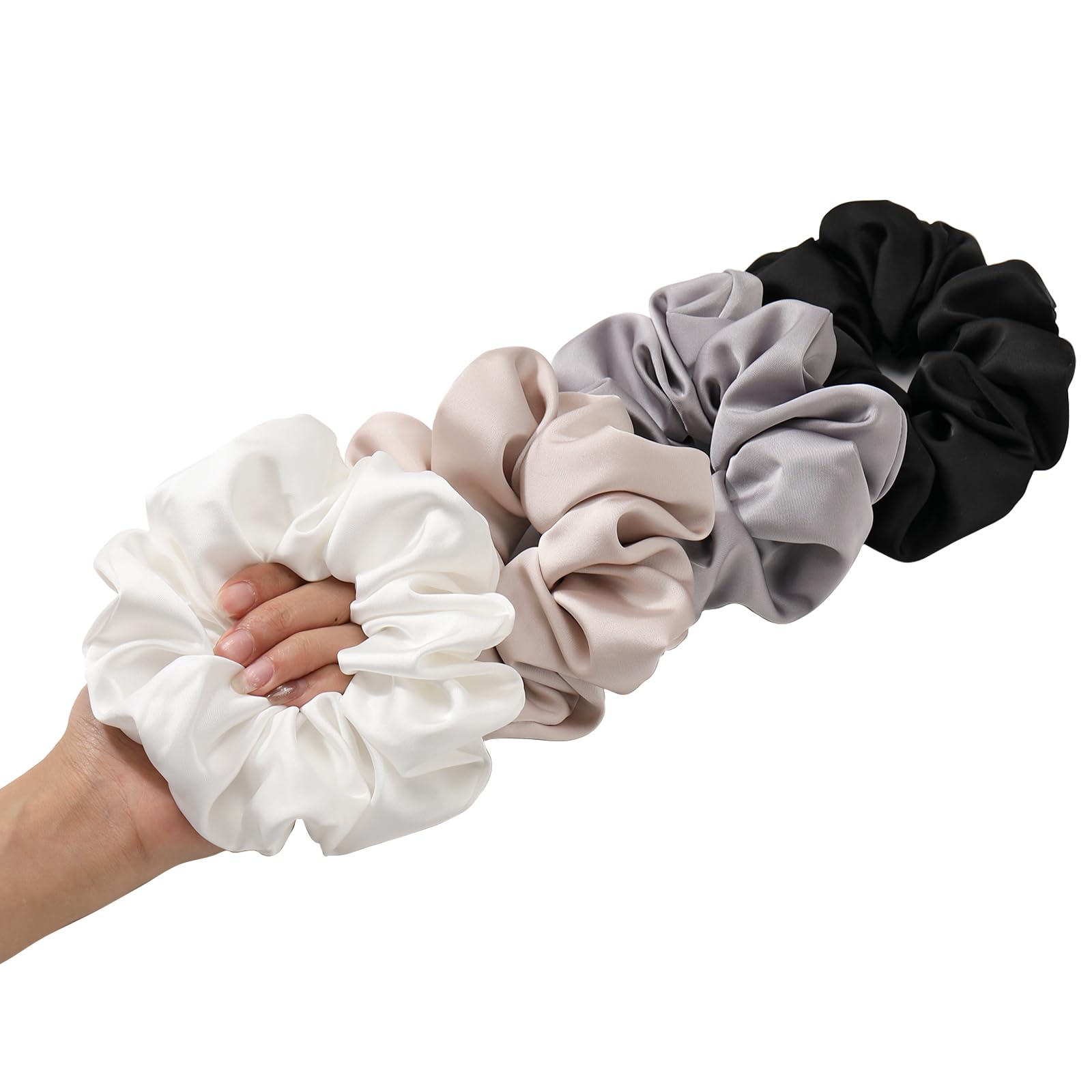 Helamvly front packaging showing four large scrunchies and neat presentation