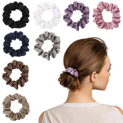Helamvly front packaging showing eight scrunchies and compact gift box, neat storage benefit