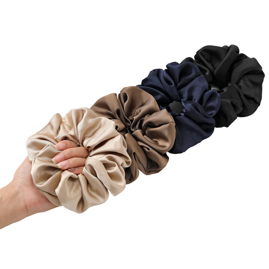 Helamvly front packaging showing four jumbo scrunchies and gift box benefit elegant gifting