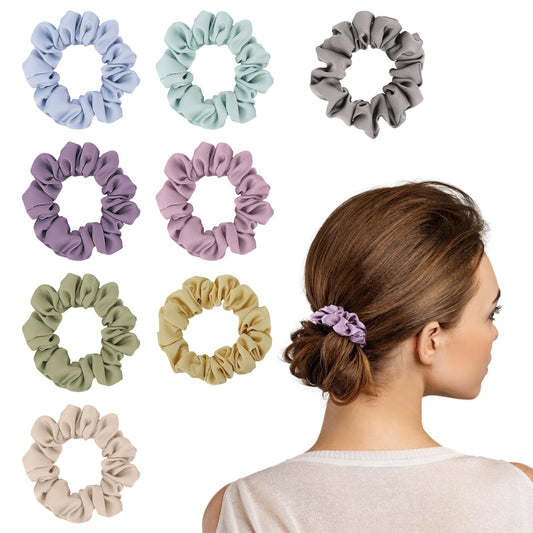 Helamvly front packaging showing eight colorful scrunchies and neat gift box benefit-organized storage