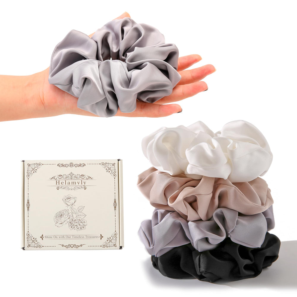 Helamvly scrunchie worn at a party adding subtle shine and polished look