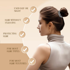 Helamvly scrunchie securing a ponytail on thick hair, strong hold without damage