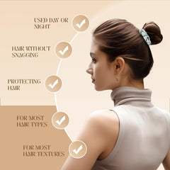 Helamvly scrunchie on ponytail demonstrating smooth hold without creases benefit