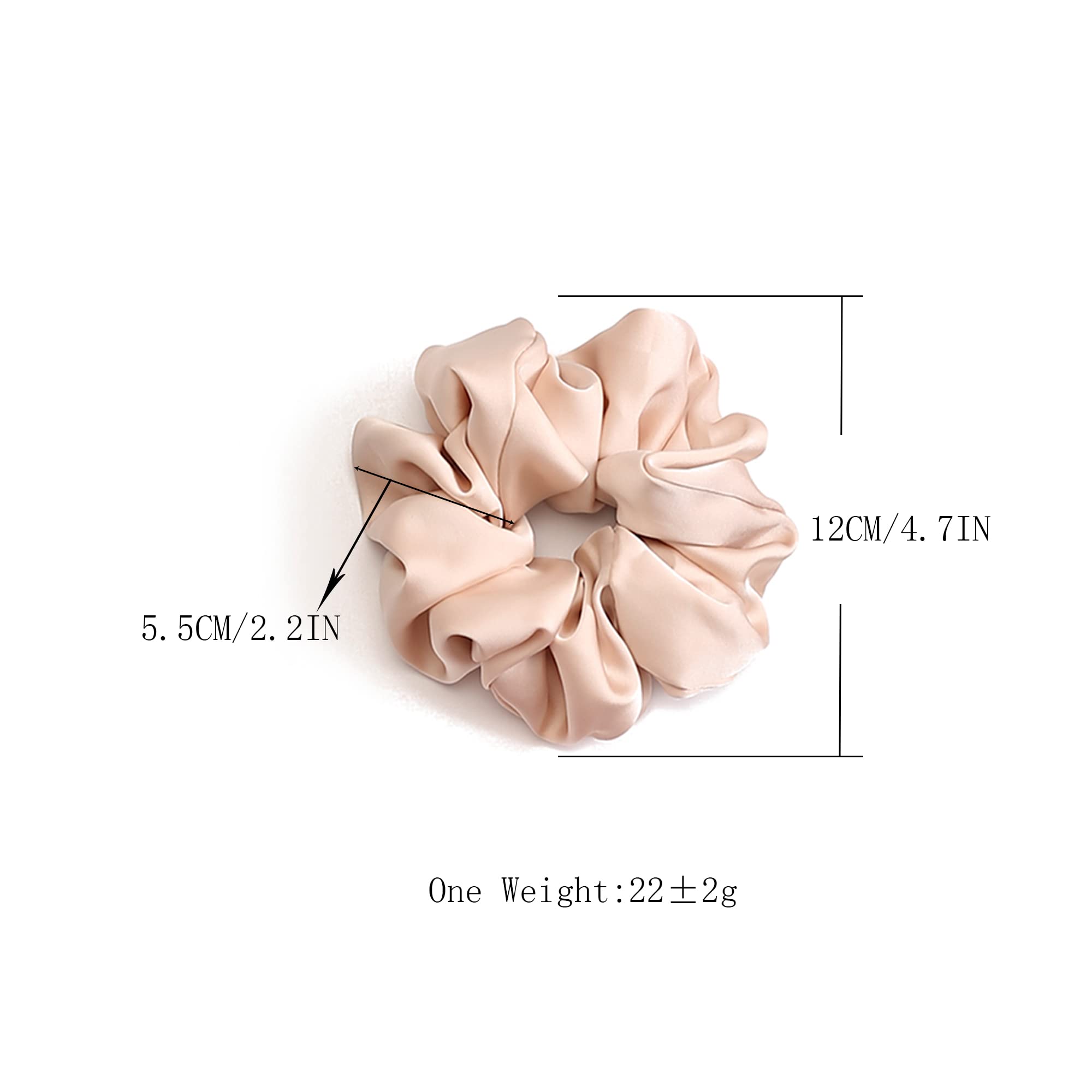 Helamvly scrunchie beside a hand for scale showing jumbo size and generous elastic
