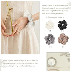 Helamvly scrunchie beside common objects to show true large size