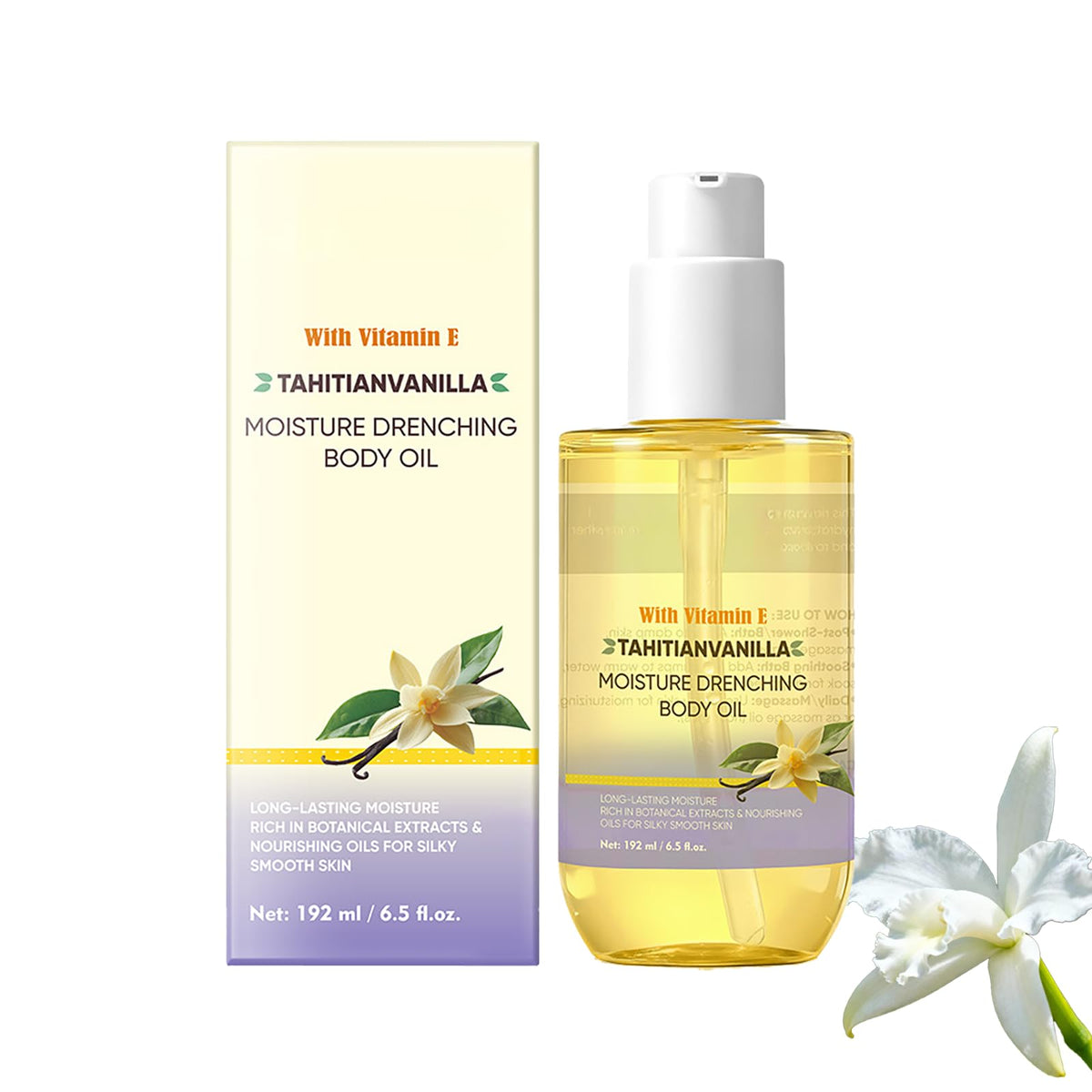Helbr vanilla body oil bottle front view showing hydration benefits