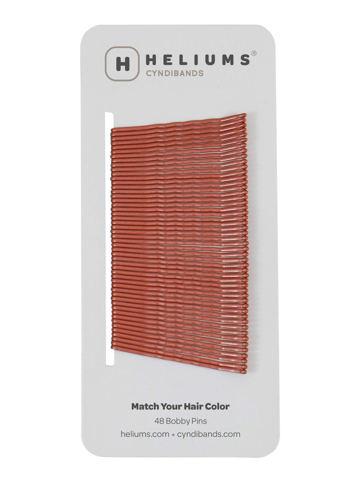 Heliums pack front showing auburn pins and clear benefit of color matching