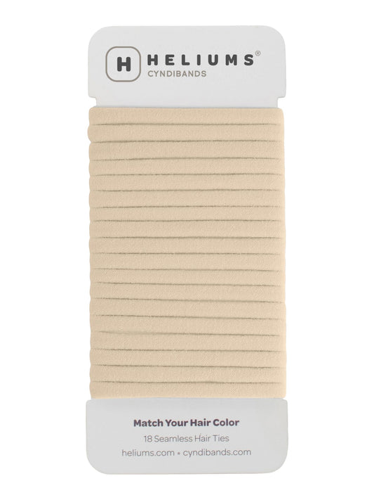 Heliums beige blonde pack front view showing 18 no-damage hair ties