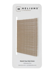 Heliums front packaging showing 48-count dark blonde bobby pins and clear branding for convenience