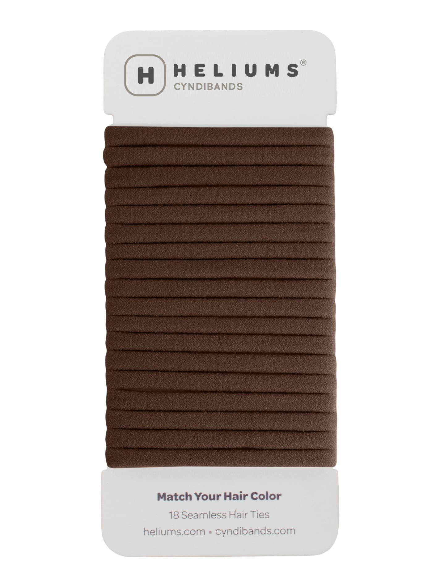Heliums dark brown pack front view showing 18 ties and neat presentation benefit
