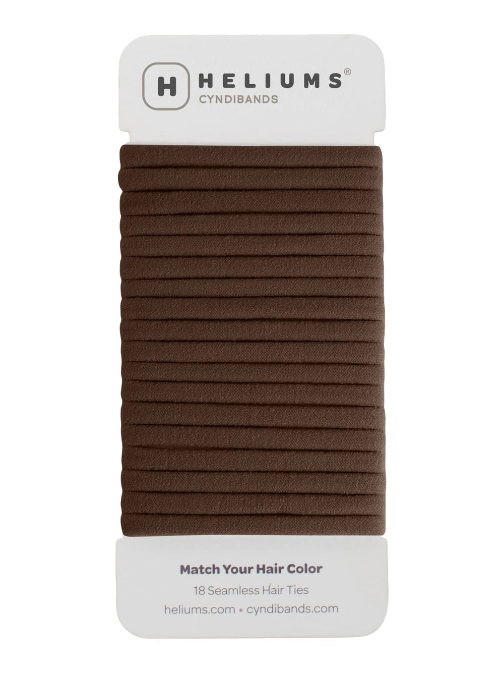 Heliums dark brown pack front view showing 18 ties and neat presentation benefit