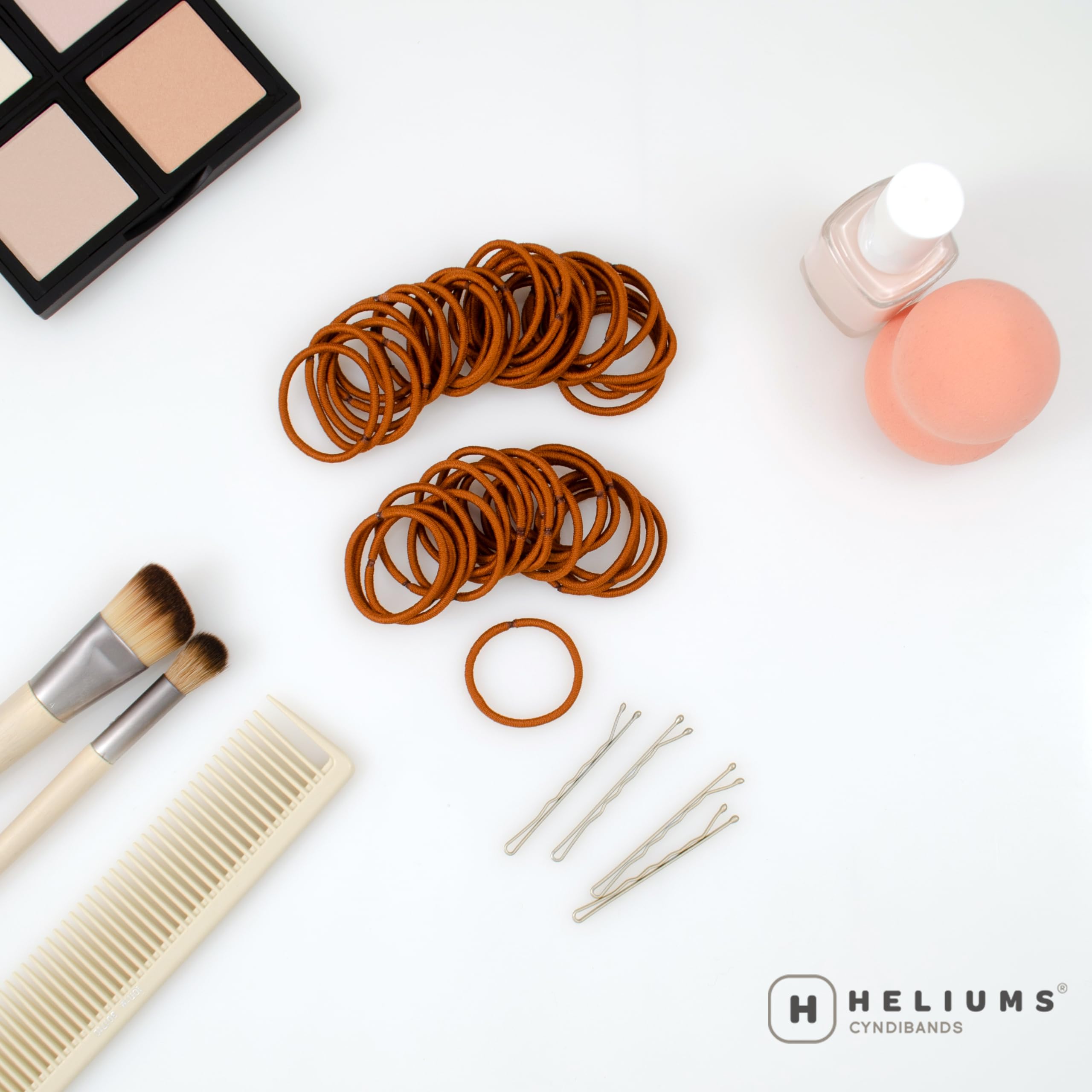 Heliums fabric close-up on copper elastic showing gentle finish