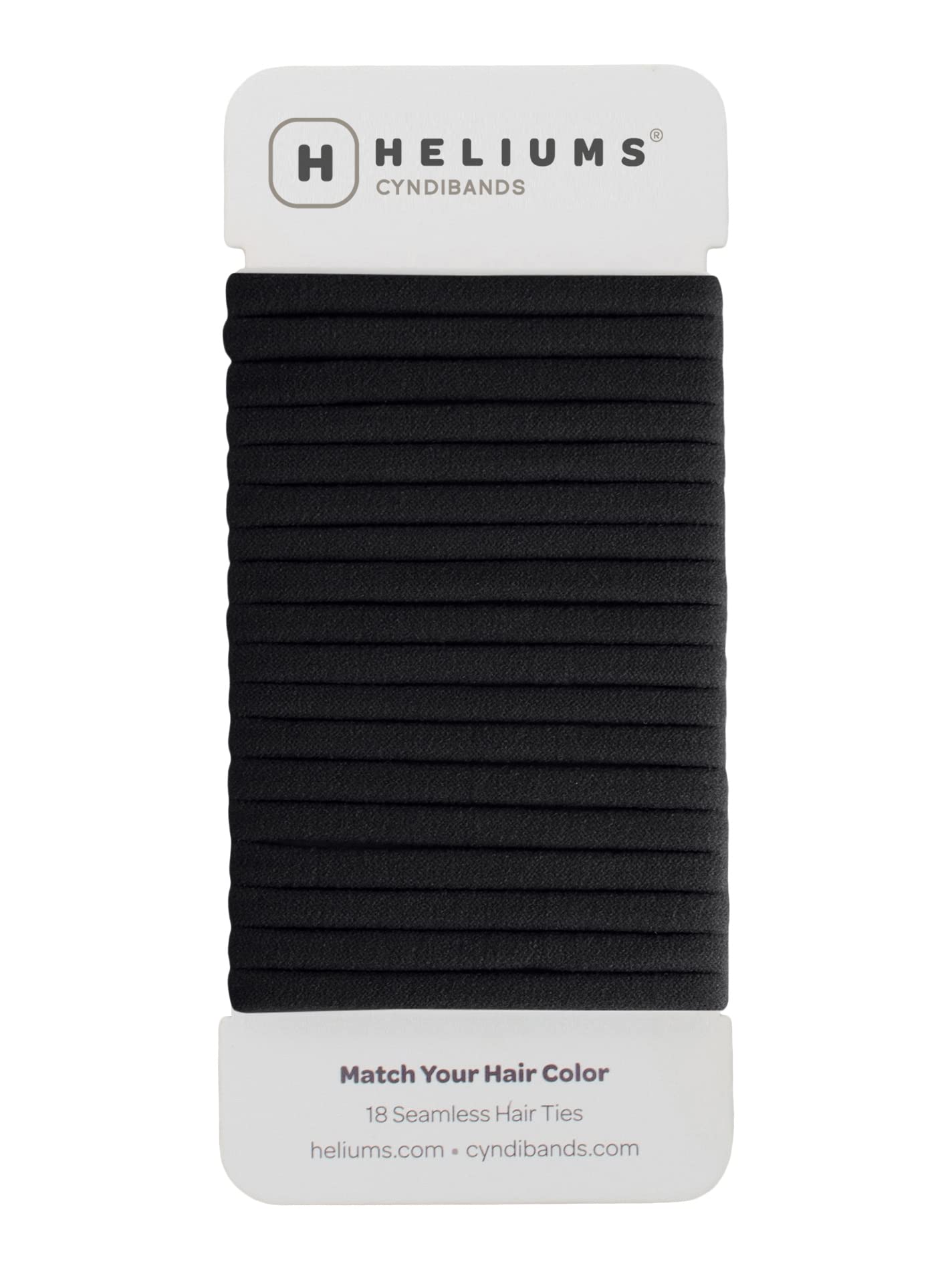 Heliums front packaging showing 18 black ties, neat storage benefit