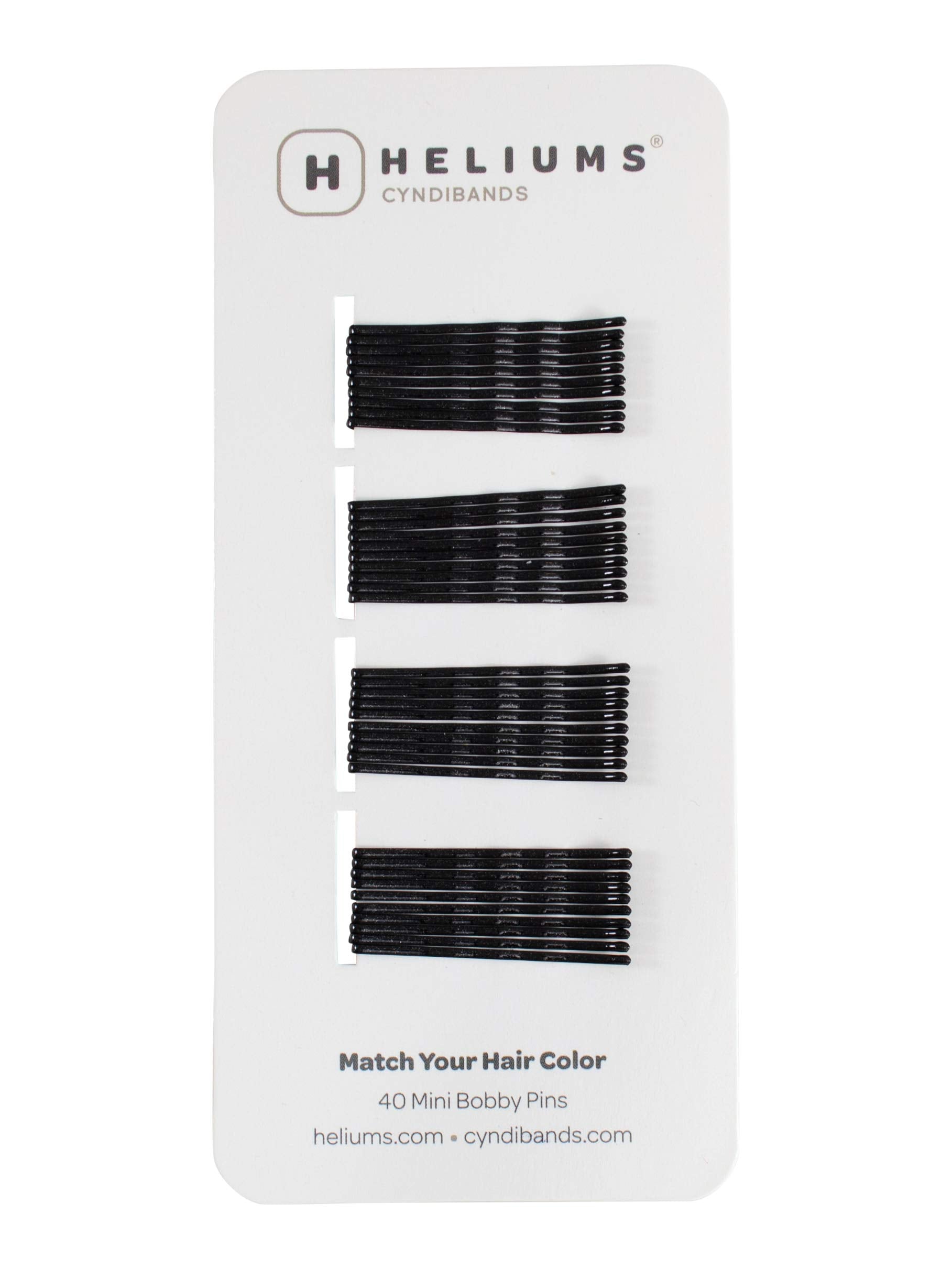 Heliums mini bobby pins front pack showing compact black pins and convenience