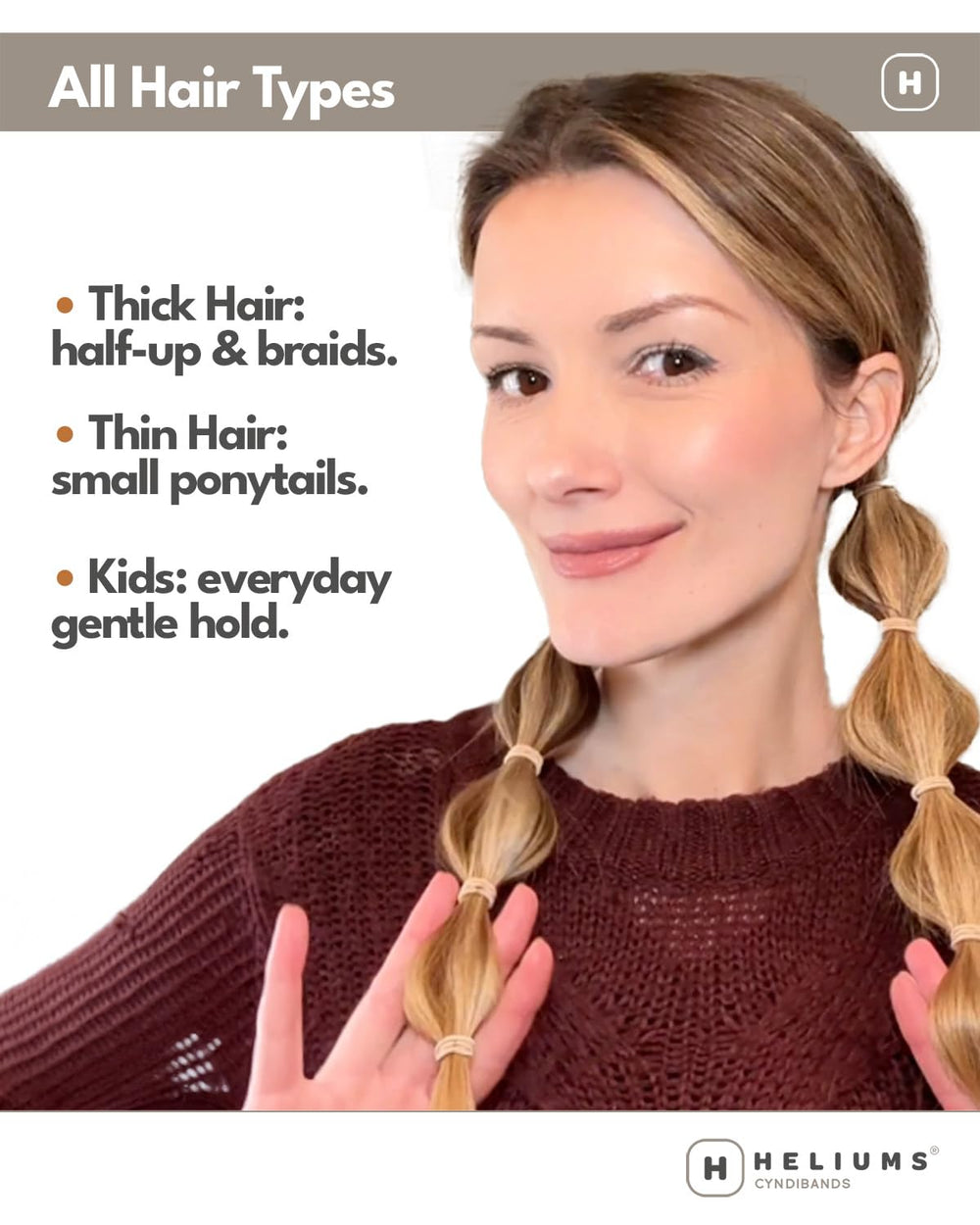 Heliums several bands used in a thin braid to demonstrate styling use
