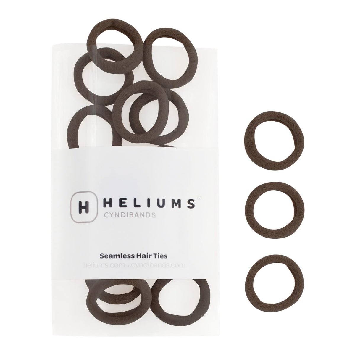 Heliums pack front showing 30 dark brown mini bands and neat presentation