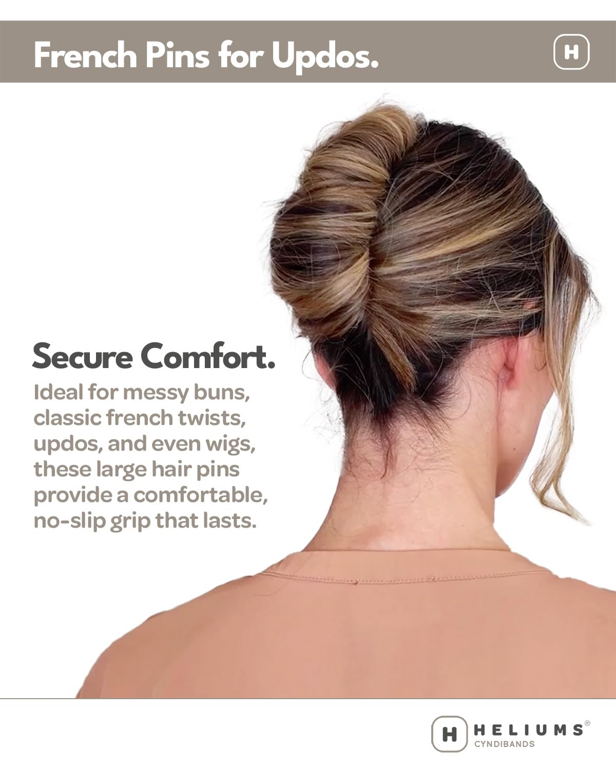 Heliums package of six black pins showing convenient multi-pack for styling