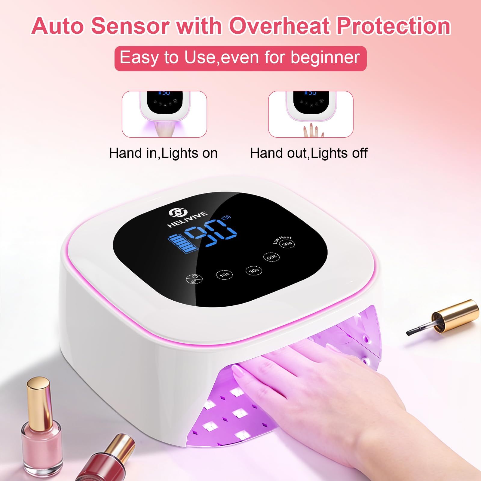 HELIVIVE touch display with timers highlights simple, precise time control benefit