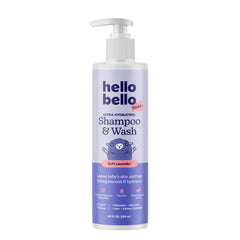 Hello Bello front packaging 10oz bottle showing calming lavender scent and benefits