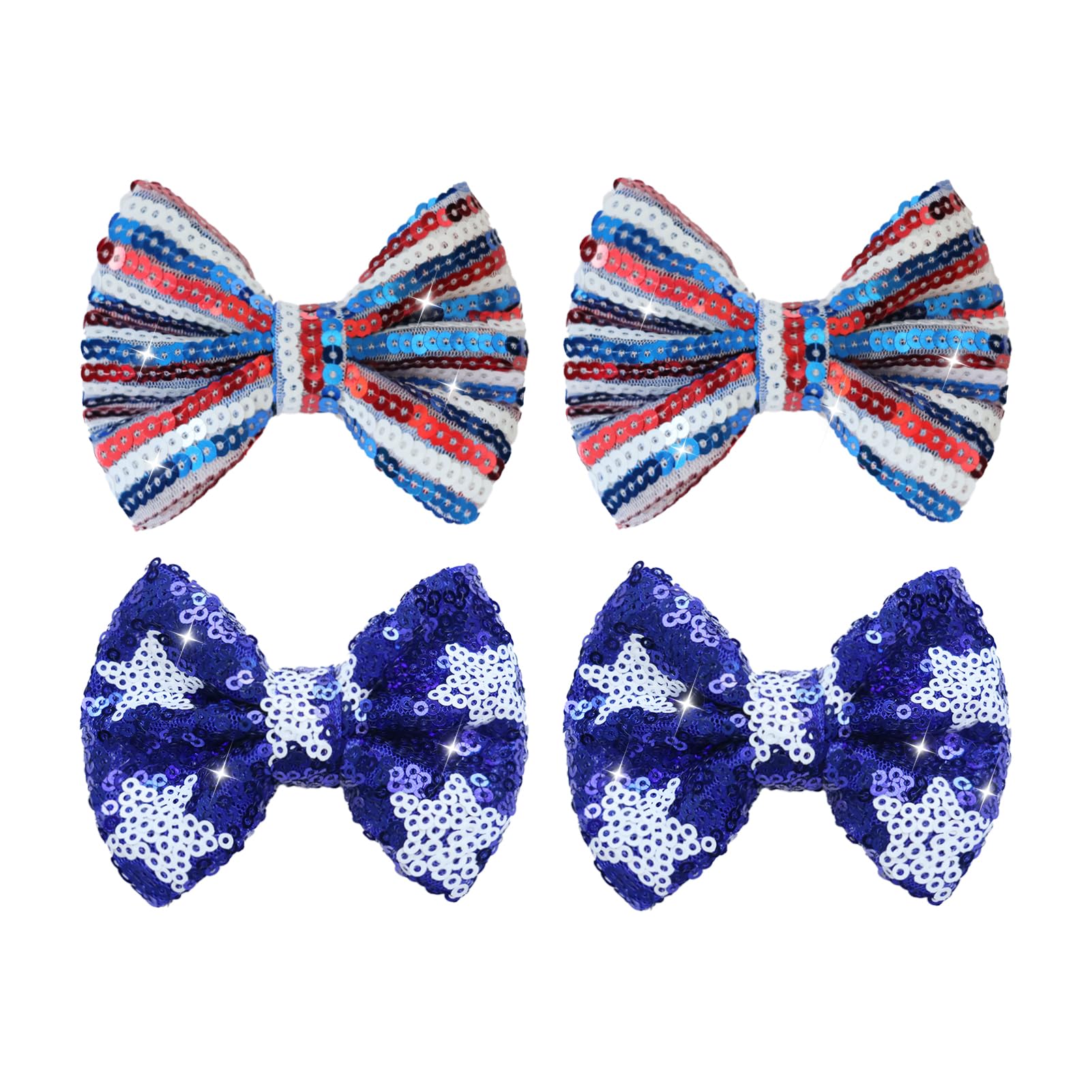 HELYKAKA front view packaging showing four patriotic sequin bows and gift-ready presentation