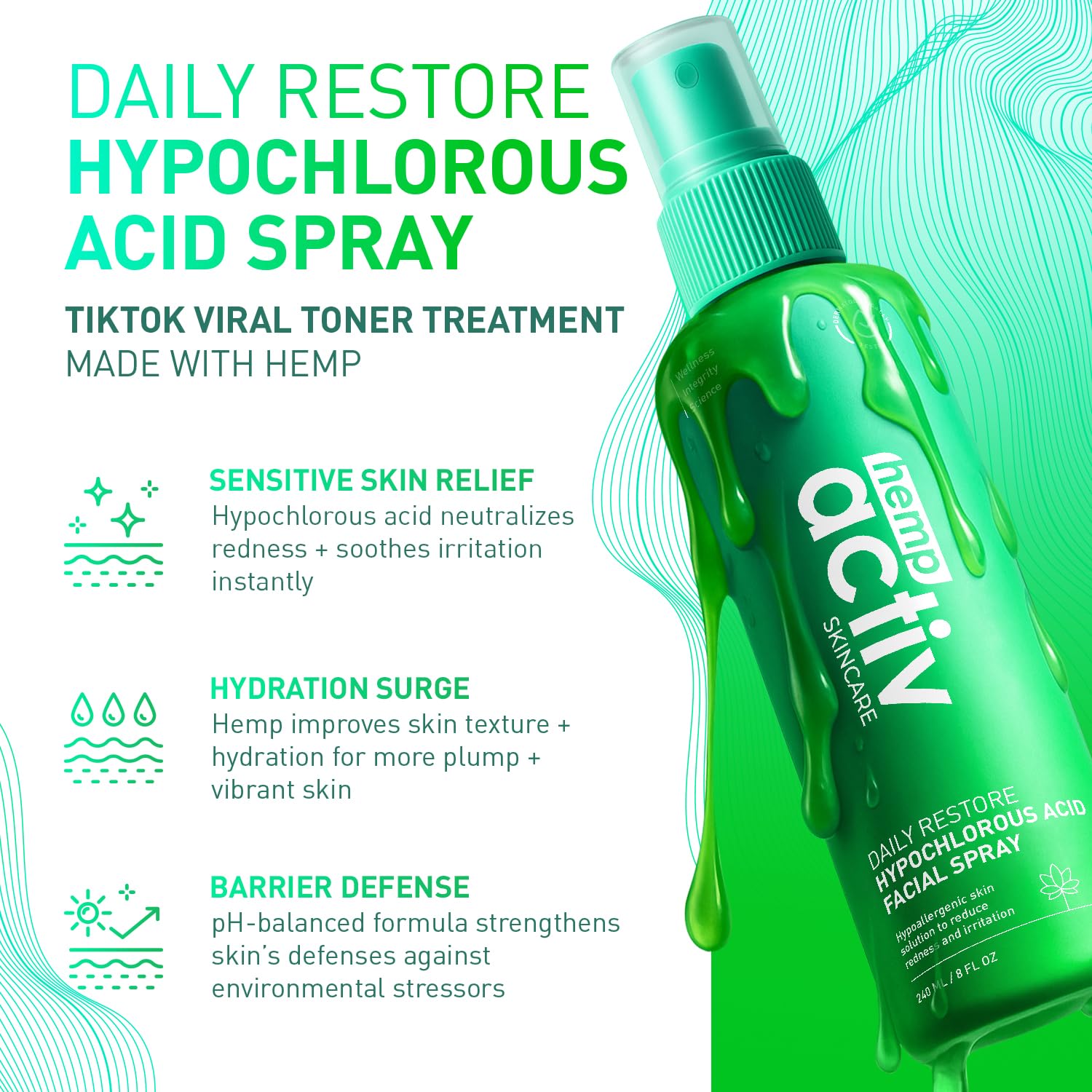 HEMPACTIV close-up nozzle detail demonstrating fine comfortable mist