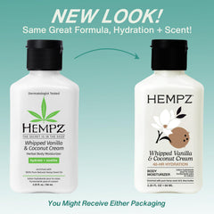 Hempz 2.25 oz mini lotion in hand demonstrating compact travel-friendly size