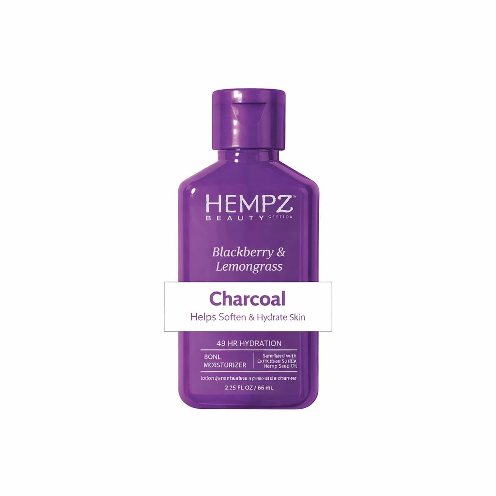 Hempz mini bottle front label showing blackberry lemongrass scent and benefits