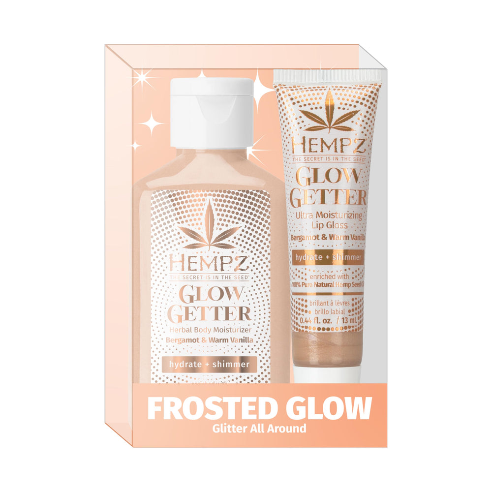 Hempz Frosted Glow Kit front packaging showing limited edition design and size