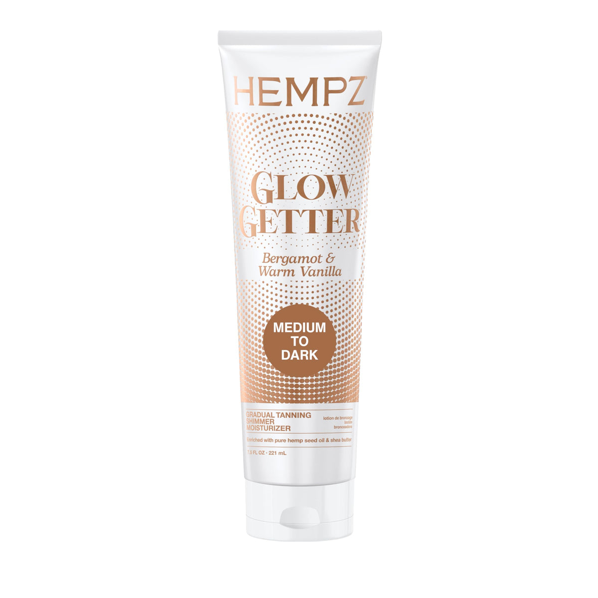 Hempz bottle front packaging showing label and 7.5 oz size, clear product identity and use benefit