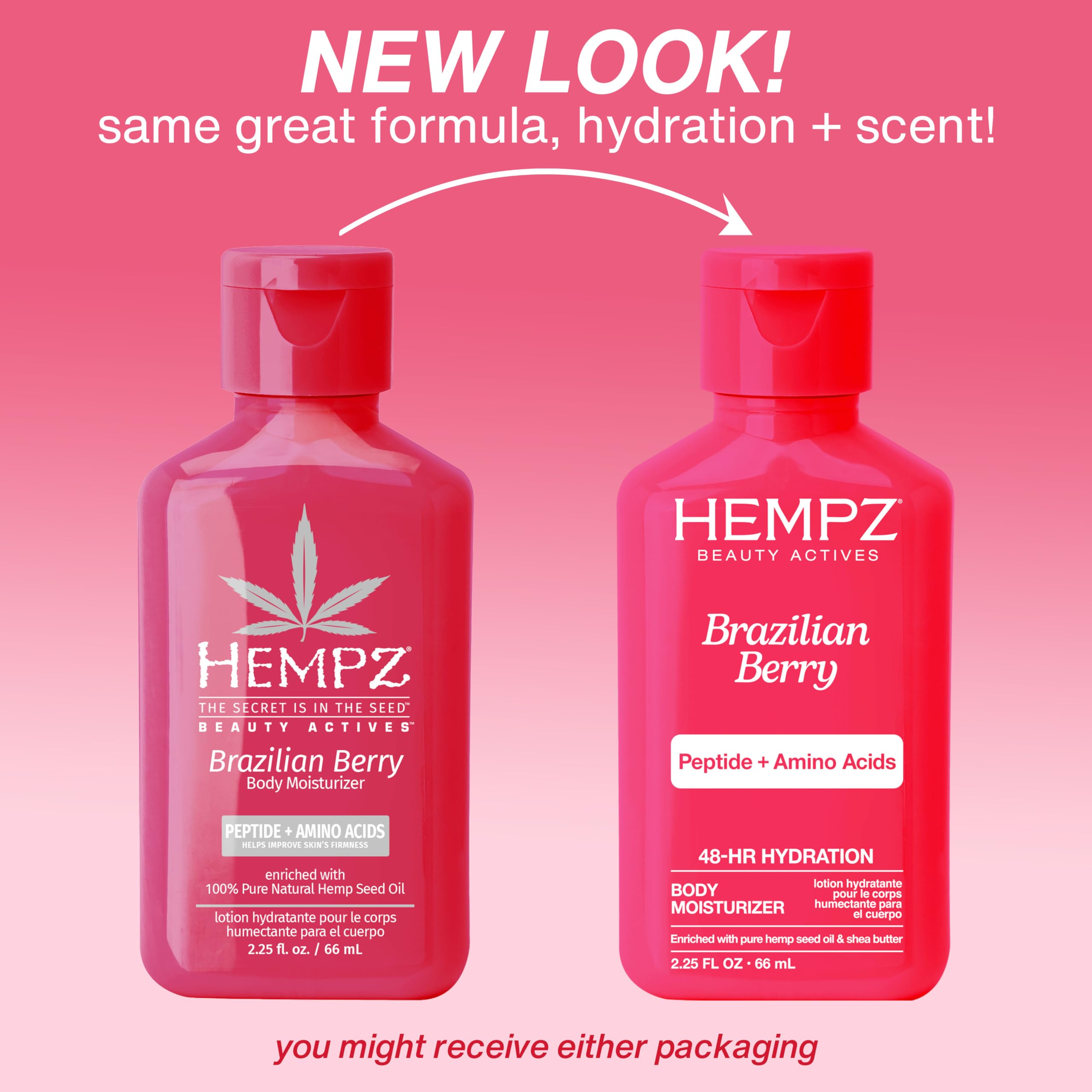 Hempz tube with open cap and lotion texture visible, easy-absorbing hydration