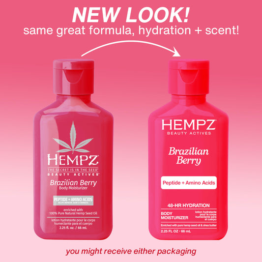 Hempz tube with open cap and lotion texture visible, easy-absorbing hydration