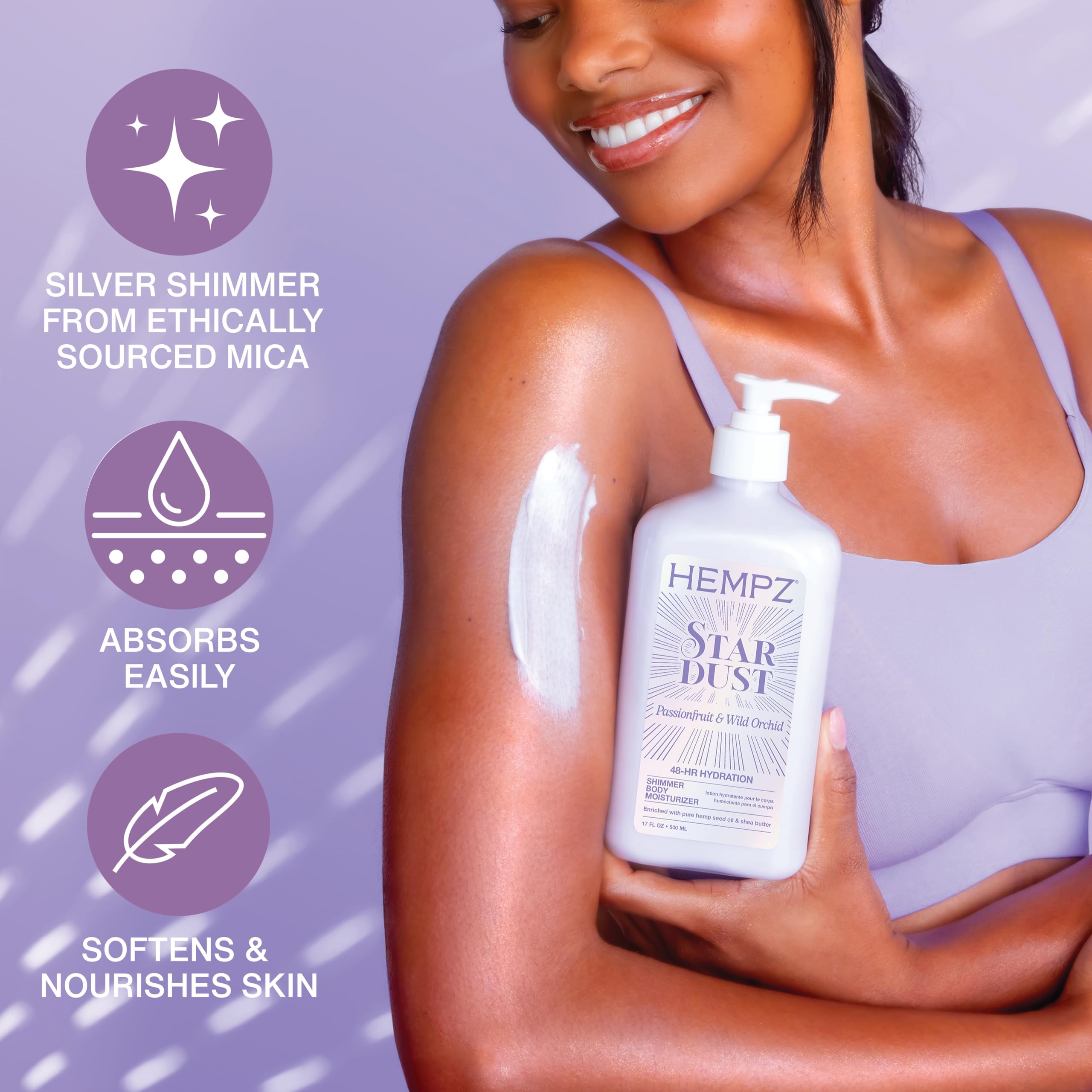 Hempz ingredient label with hemp seed oil and orchid extract listed