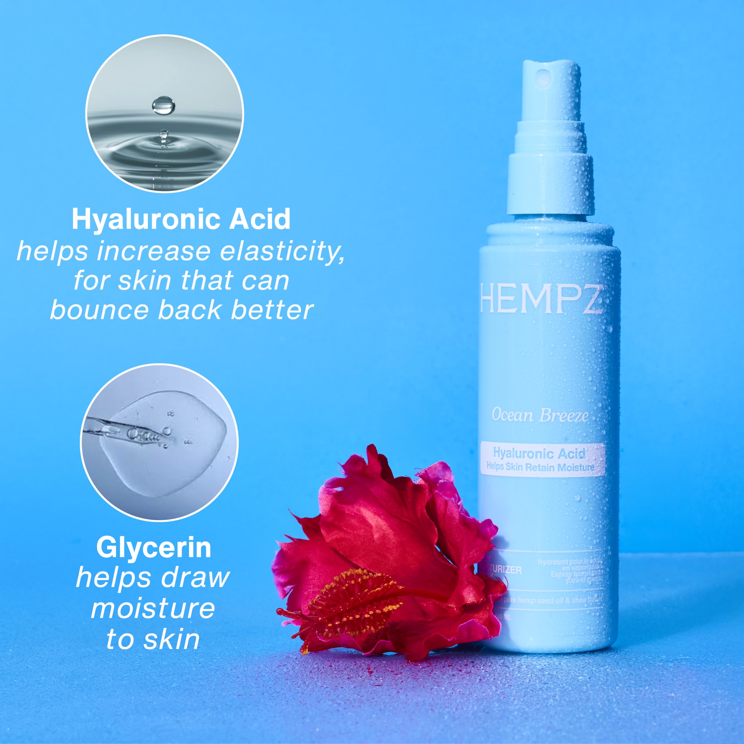 Hempz texture swatch illustrating lightweight non-greasy finish