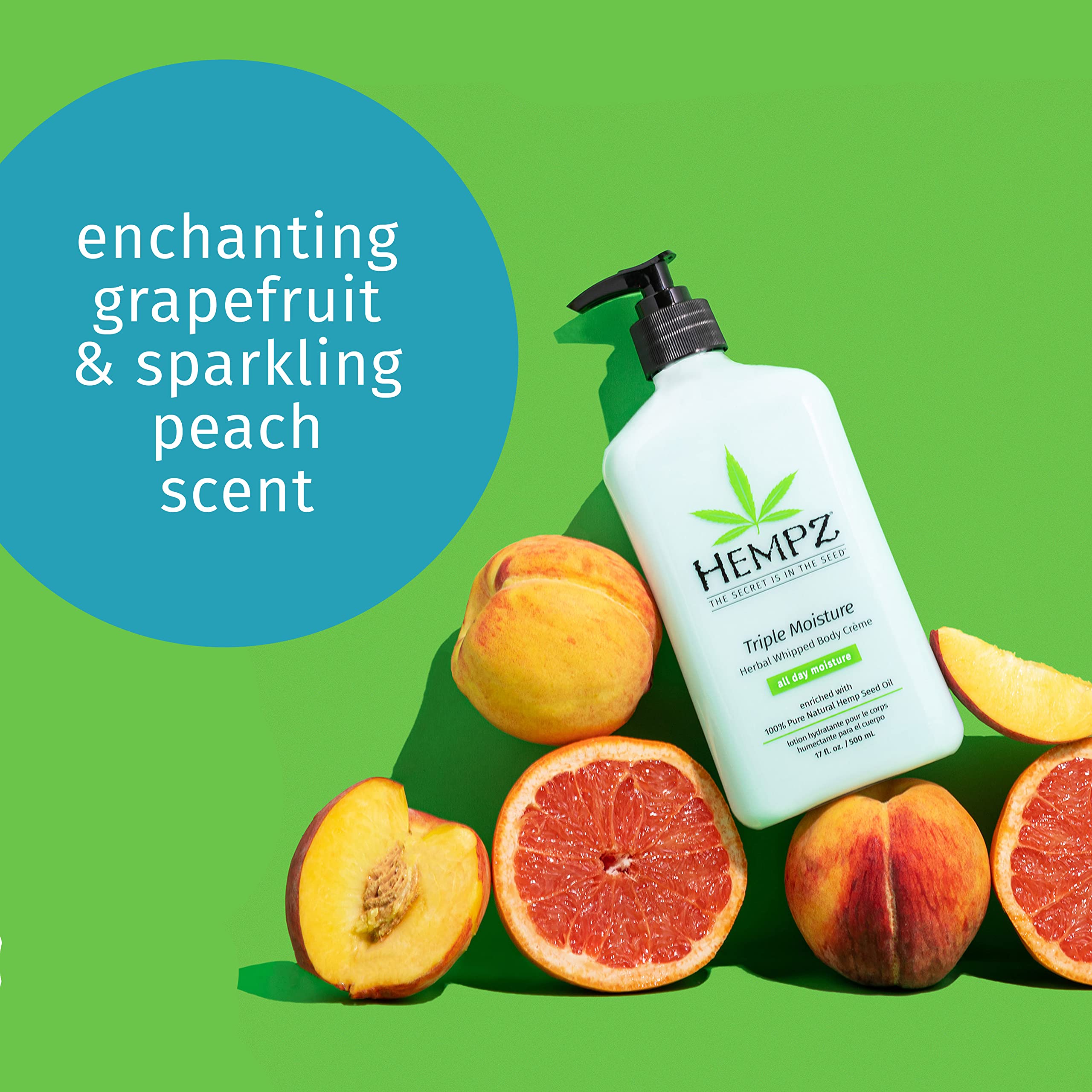 Hempz open jar top-down view revealing creamy whipped interior and scent cues