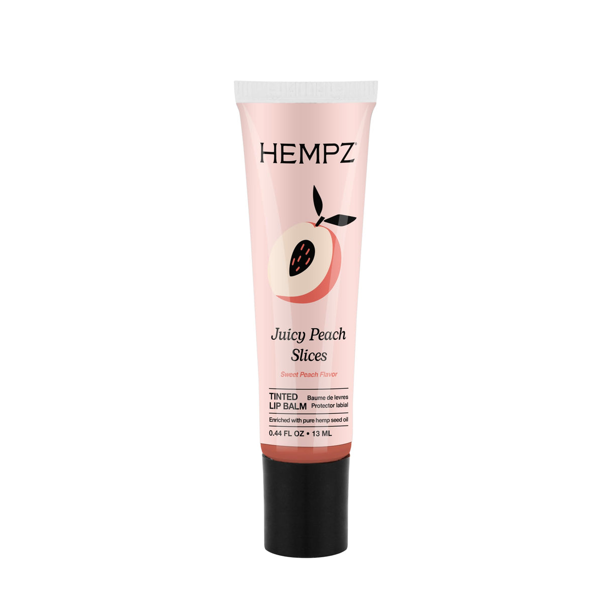 Hempz front tube showing peach-tinted balm and travel-ready size