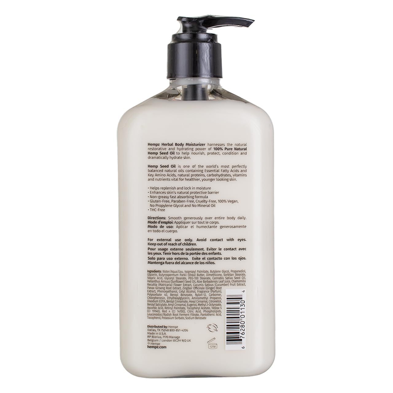 Hempz lotion close-up dispensed texture showing creamy absorption benefit