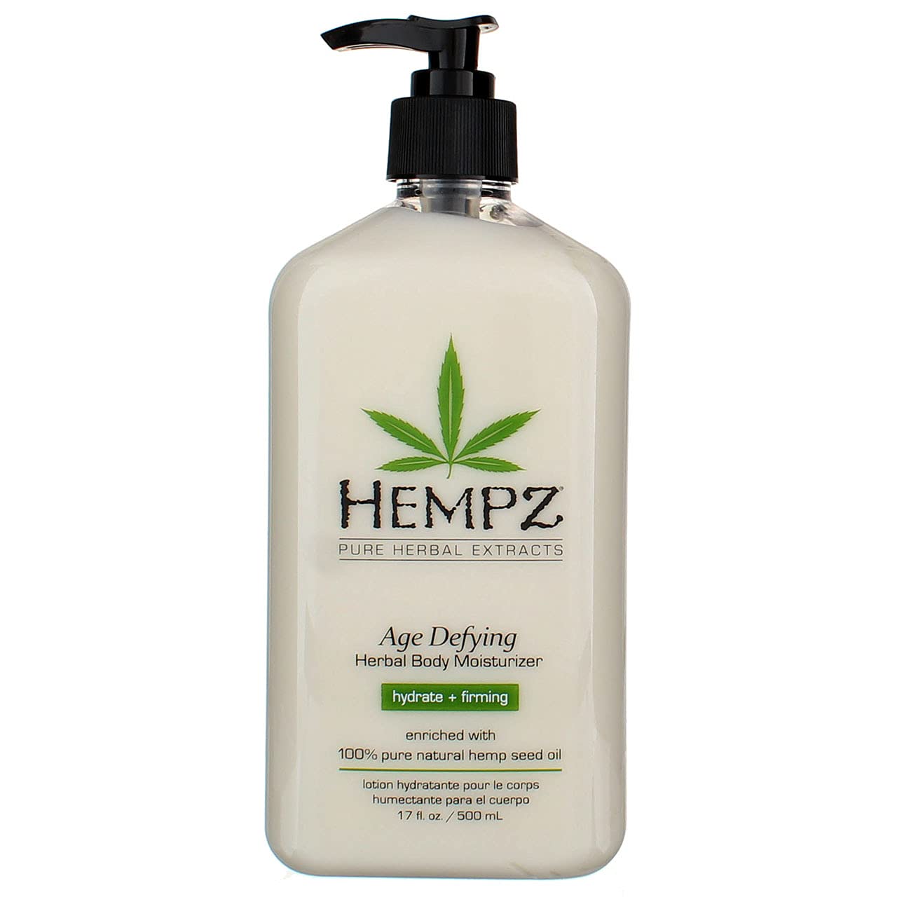 Hempz pump dispensing lotion into hand for easy hygienic application benefit