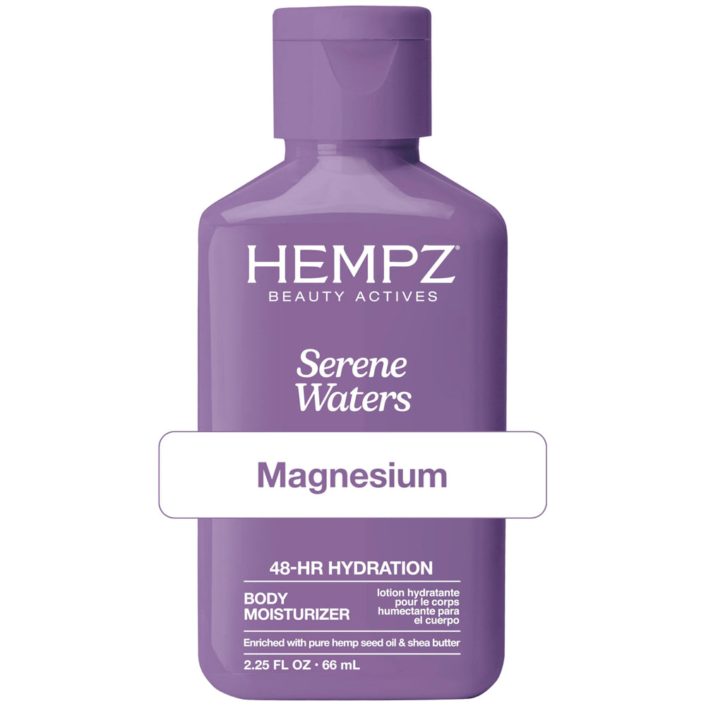 Hempz mini lotion front packaging showing size and calming scent benefits