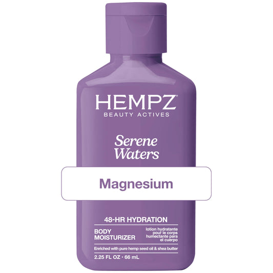 Hempz mini lotion front packaging showing size and calming scent benefits