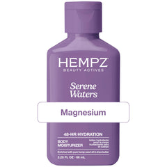 Hempz mini lotion front packaging showing size and calming scent benefits