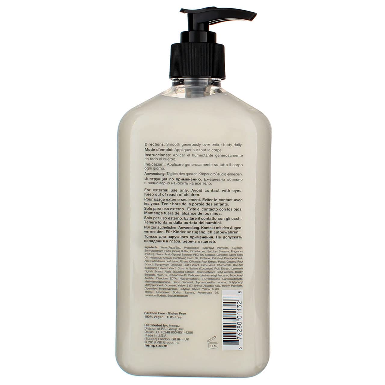 Hempz bottle next to hand to show 17 oz scale and value benefit