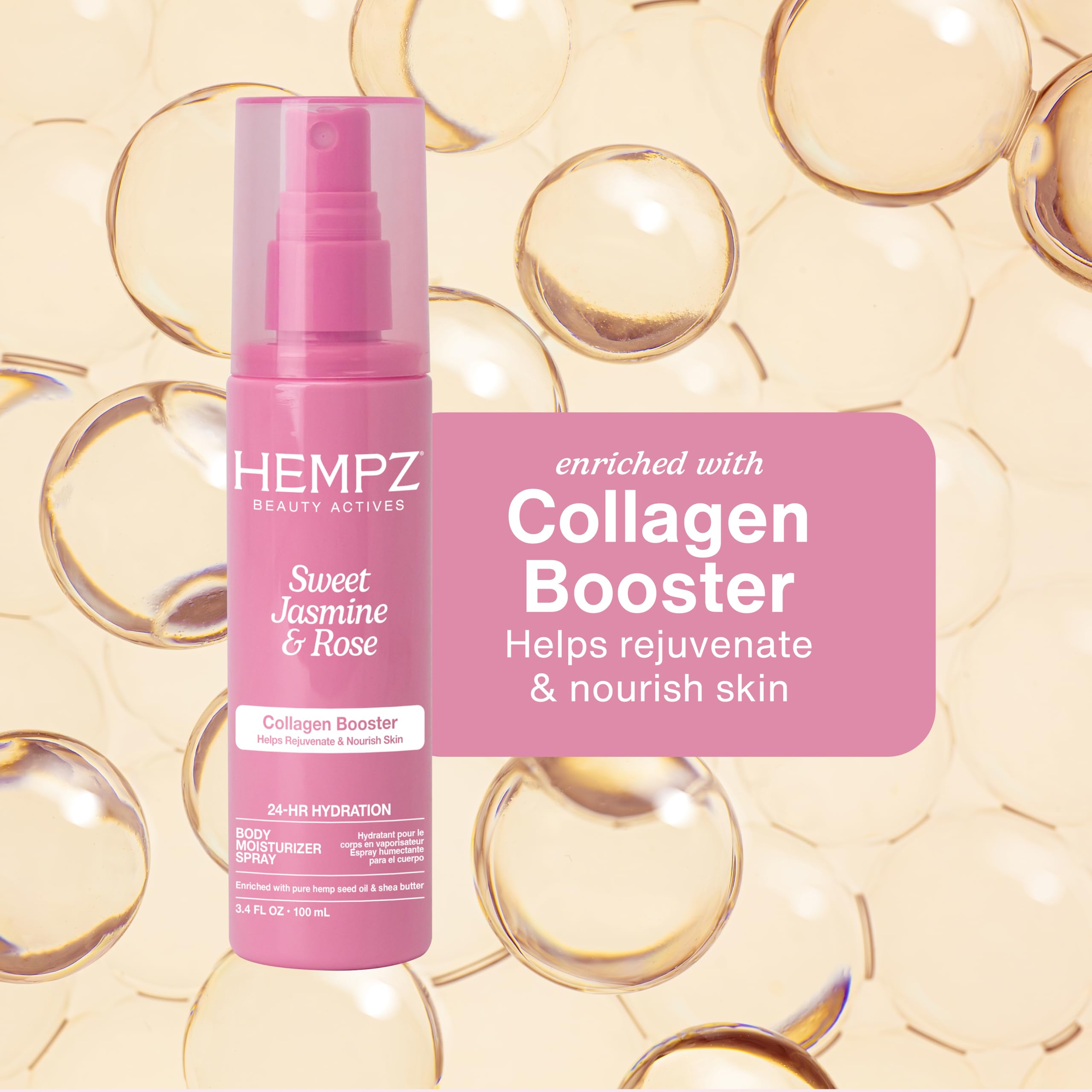 Close-up of Hempz bottle label highlighting scent and clean formula
