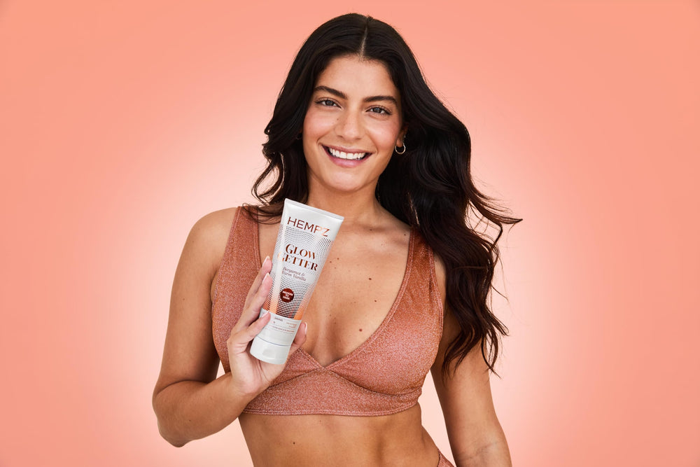 Hempz texture cream swipe showing smooth texture for even, streak-free color