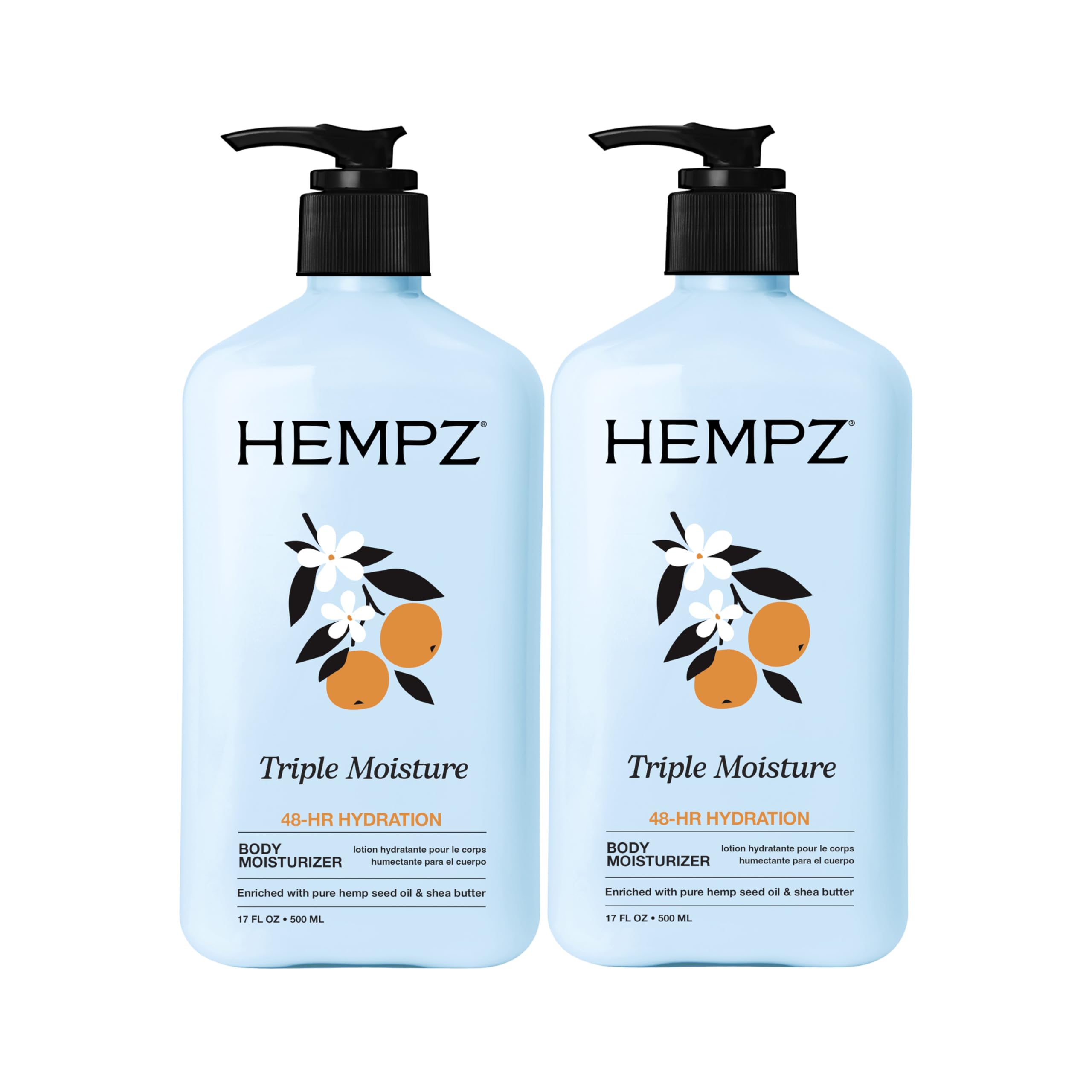 Hempz front packaging showing two 17 fl oz jars and value savings