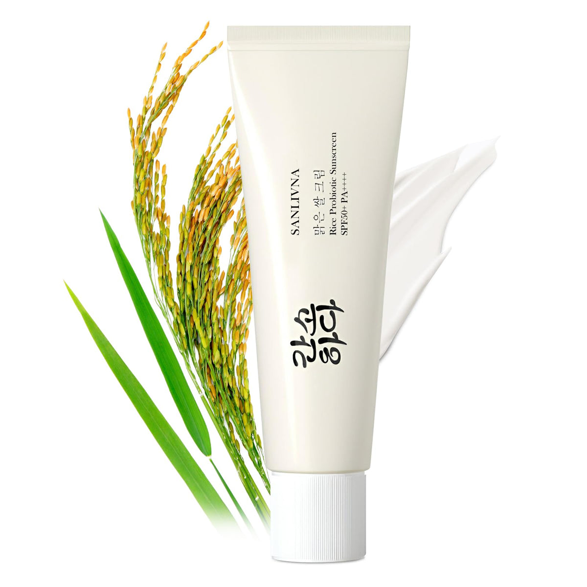 HENGRUNXIN front packaging showing SPF50+ protection and Korean design benefit: clear labeling