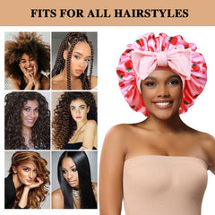 Heniho model wearing bonnet illustrating secure fit and hair protection