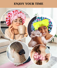 Heniho three satin scrunchies displayed for gentle hair hold benefit