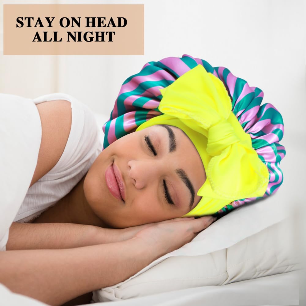 Heniho bonnet next to hand showing large size for braids and locs